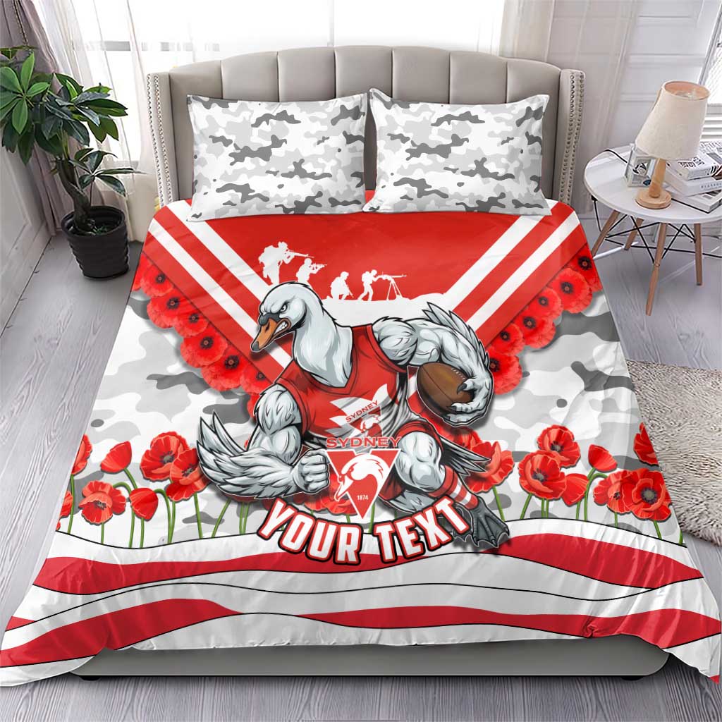 Personalised Sydney Swans ANZAC Bedding Set Military Remembrance Australian Football Mascot Camouflage