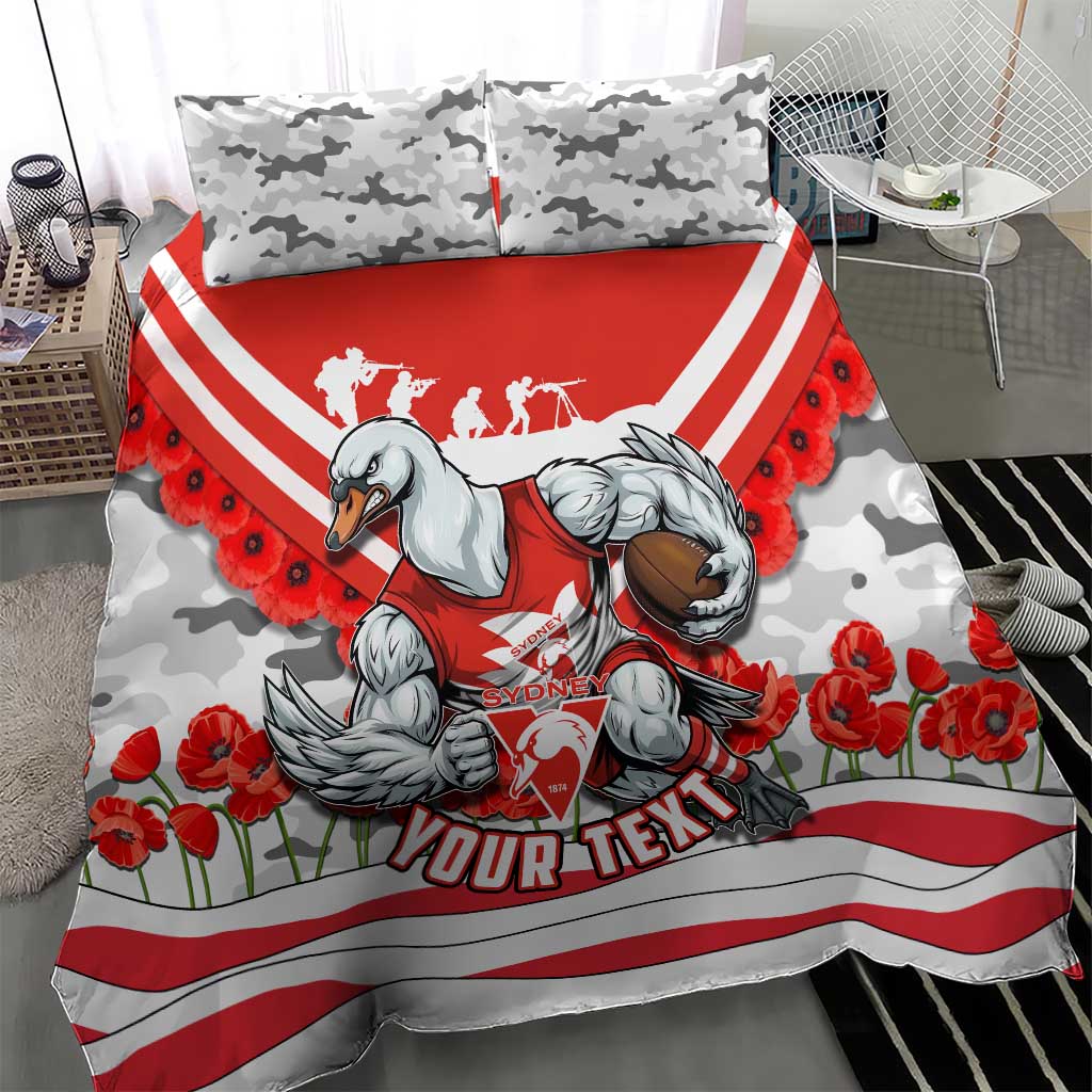 Personalised Sydney Swans ANZAC Bedding Set Military Remembrance Australian Football Mascot Camouflage