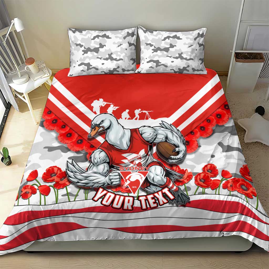 Personalised Sydney Swans ANZAC Bedding Set Military Remembrance Australian Football Mascot Camouflage