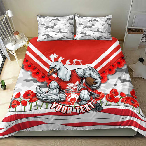 Personalised Sydney Swans ANZAC Bedding Set Military Remembrance Australian Football Mascot Camouflage