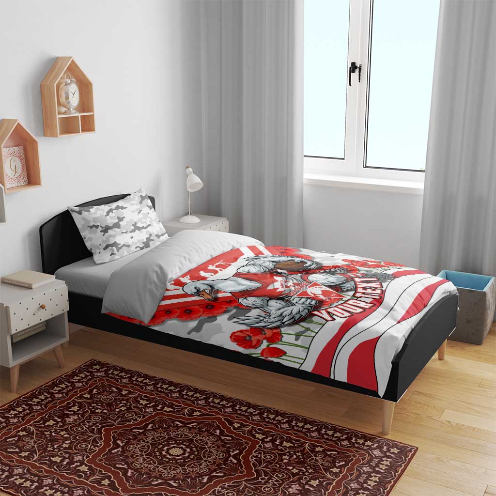 Personalised Sydney Swans ANZAC Bedding Set Military Remembrance Australian Football Mascot Camouflage