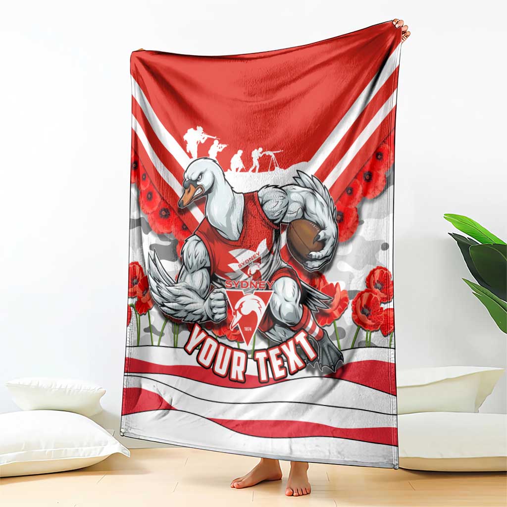 Personalised Sydney Swans ANZAC Blanket Military Remembrance Australian Football Mascot Camouflage