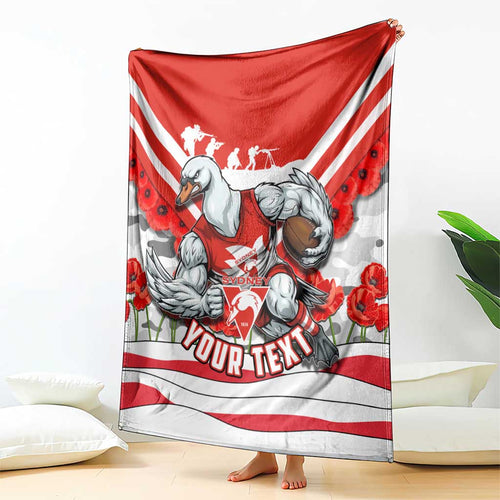 Personalised Sydney Swans ANZAC Blanket Military Remembrance Australian Football Mascot Camouflage