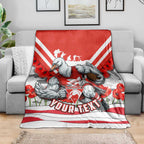 Personalised Sydney Swans ANZAC Blanket Military Remembrance Australian Football Mascot Camouflage