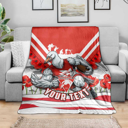 Personalised Sydney Swans ANZAC Blanket Military Remembrance Australian Football Mascot Camouflage