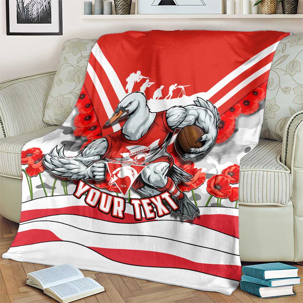 Personalised Sydney Swans ANZAC Blanket Military Remembrance Australian Football Mascot Camouflage