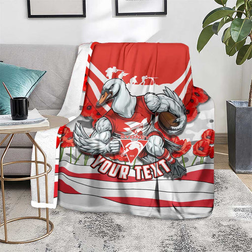 Personalised Sydney Swans ANZAC Blanket Military Remembrance Australian Football Mascot Camouflage