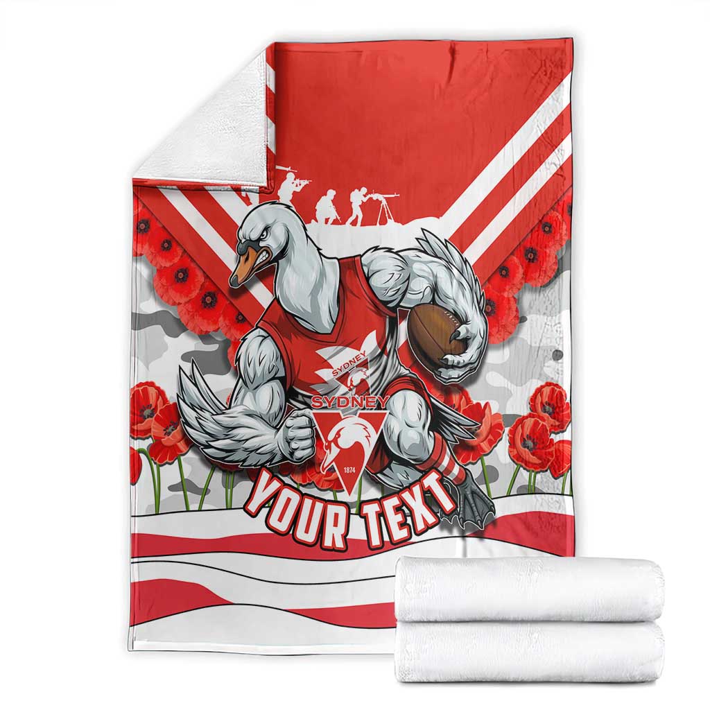 Personalised Sydney Swans ANZAC Blanket Military Remembrance Australian Football Mascot Camouflage