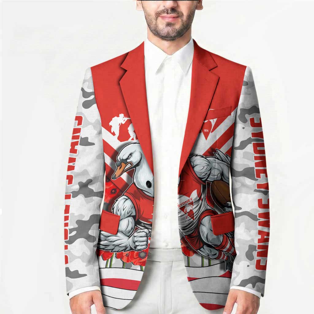 Personalised Sydney Swans ANZAC Blazer Military Remembrance Australian Football Mascot Camouflage