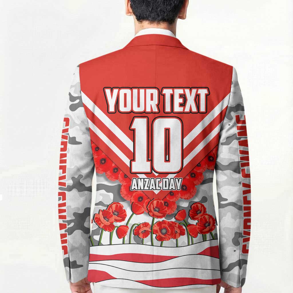 Personalised Sydney Swans ANZAC Blazer Military Remembrance Australian Football Mascot Camouflage