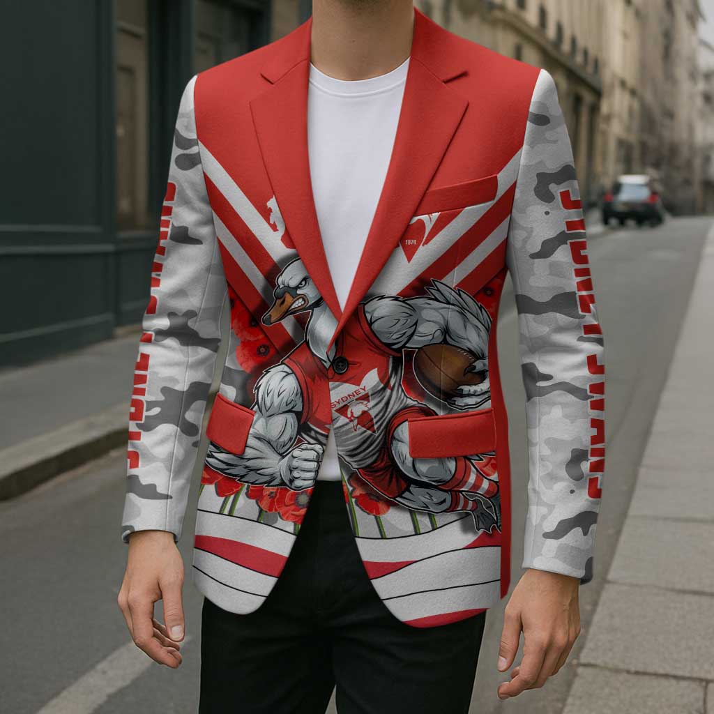 Personalised Sydney Swans ANZAC Blazer Military Remembrance Australian Football Mascot Camouflage