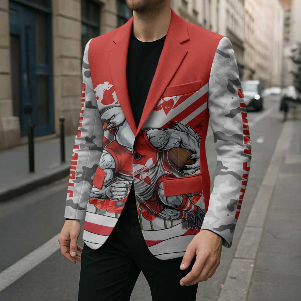 Personalised Sydney Swans ANZAC Blazer Military Remembrance Australian Football Mascot Camouflage