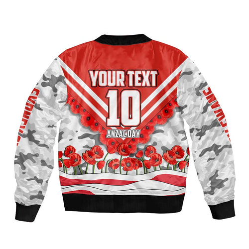Personalised Sydney Swans ANZAC Bomber Jacket Military Remembrance Australian Football Mascot Camouflage