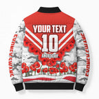 Personalised Sydney Swans ANZAC Bomber Puffer Jacket Military Remembrance Australian Football Mascot Camouflage