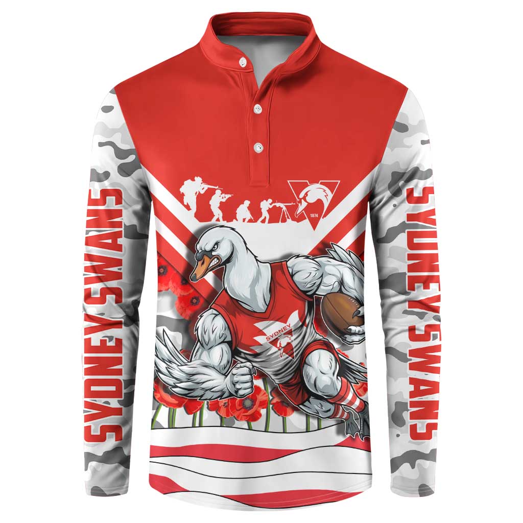 Personalised Sydney Swans ANZAC Button Sweatshirt Military Remembrance Australian Football Mascot Camouflage