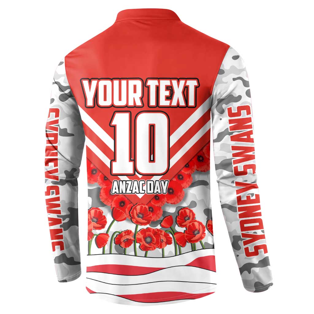 Personalised Sydney Swans ANZAC Button Sweatshirt Military Remembrance Australian Football Mascot Camouflage