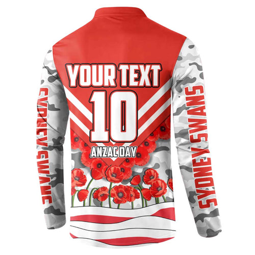 Personalised Sydney Swans ANZAC Button Sweatshirt Military Remembrance Australian Football Mascot Camouflage