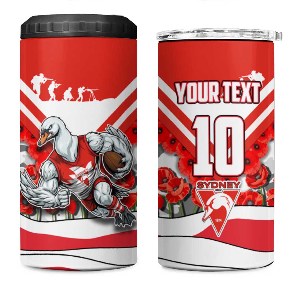 Personalised Sydney Swans ANZAC 4 in 1 Can Cooler Tumbler Military Remembrance Australian Football Mascot Camouflage