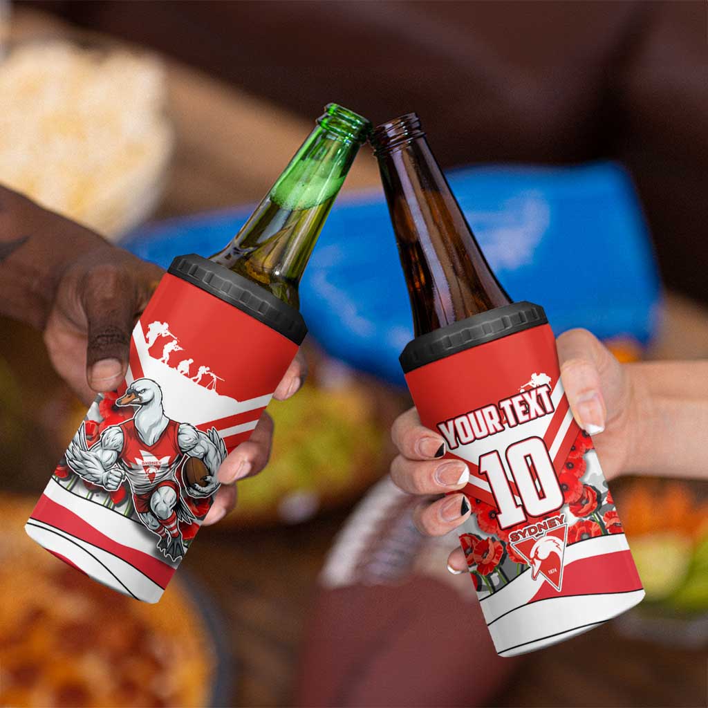 Personalised Sydney Swans ANZAC 4 in 1 Can Cooler Tumbler Military Remembrance Australian Football Mascot Camouflage