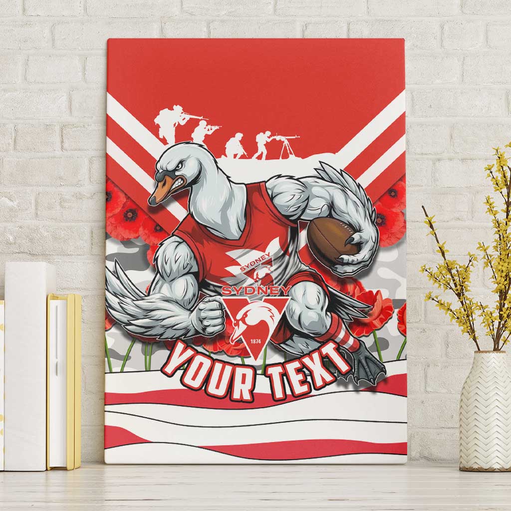 Personalised Sydney Swans ANZAC Canvas Wall Art Military Remembrance Australian Football Mascot Camouflage