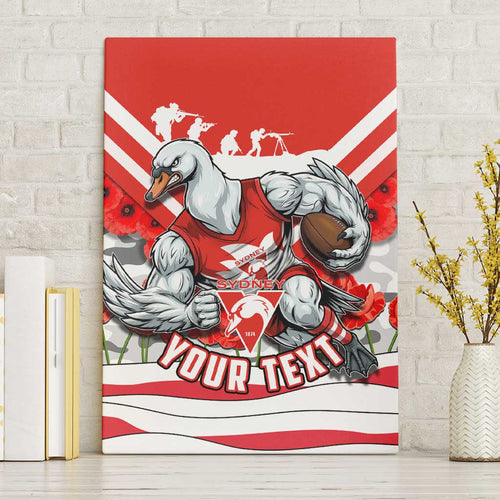 Personalised Sydney Swans ANZAC Canvas Wall Art Military Remembrance Australian Football Mascot Camouflage