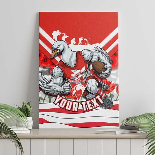 Personalised Sydney Swans ANZAC Canvas Wall Art Military Remembrance Australian Football Mascot Camouflage
