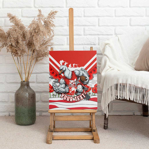 Personalised Sydney Swans ANZAC Canvas Wall Art Military Remembrance Australian Football Mascot Camouflage