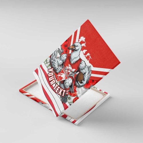 Personalised Sydney Swans ANZAC Canvas Wall Art Military Remembrance Australian Football Mascot Camouflage