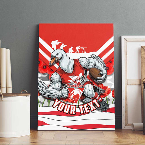 Personalised Sydney Swans ANZAC Canvas Wall Art Military Remembrance Australian Football Mascot Camouflage