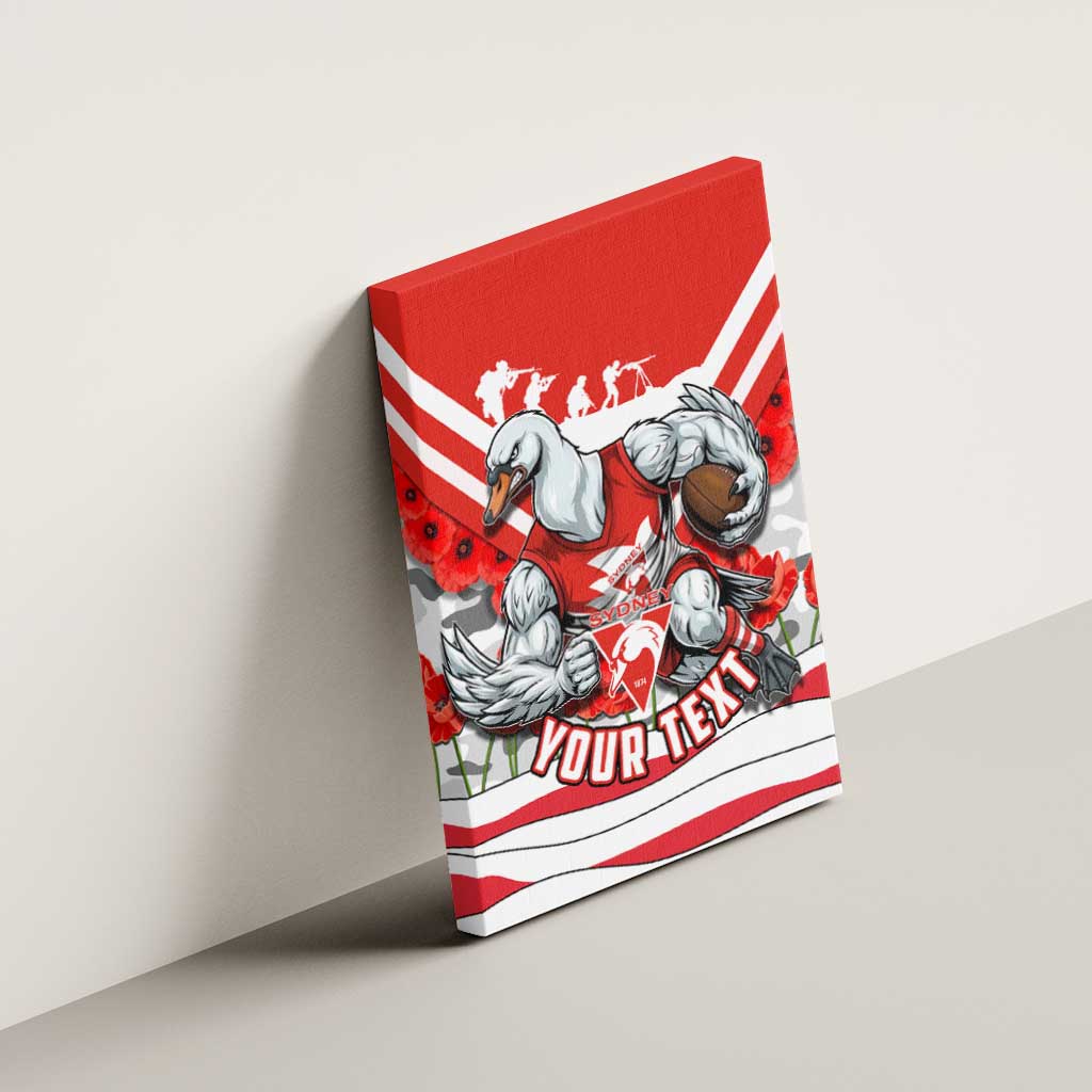 Personalised Sydney Swans ANZAC Canvas Wall Art Military Remembrance Australian Football Mascot Camouflage