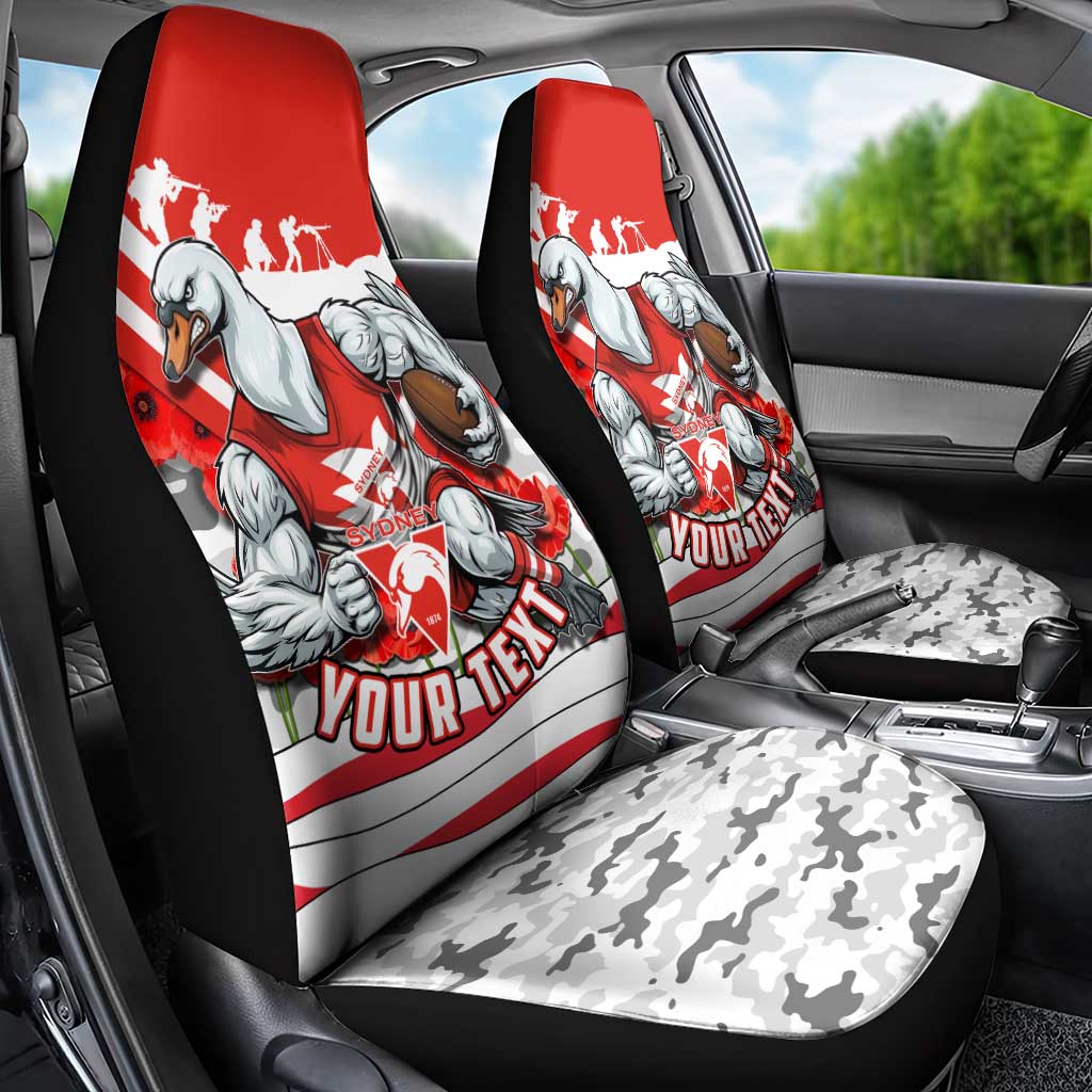 Personalised Sydney Swans ANZAC Car Seat Cover Military Remembrance Australian Football Mascot Camouflage