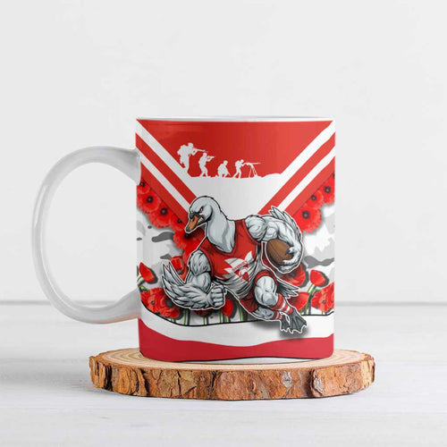 Personalised Sydney Swans ANZAC Ceramic Mug Military Remembrance Australian Football Mascot Camouflage