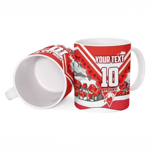Personalised Sydney Swans ANZAC Ceramic Mug Military Remembrance Australian Football Mascot Camouflage