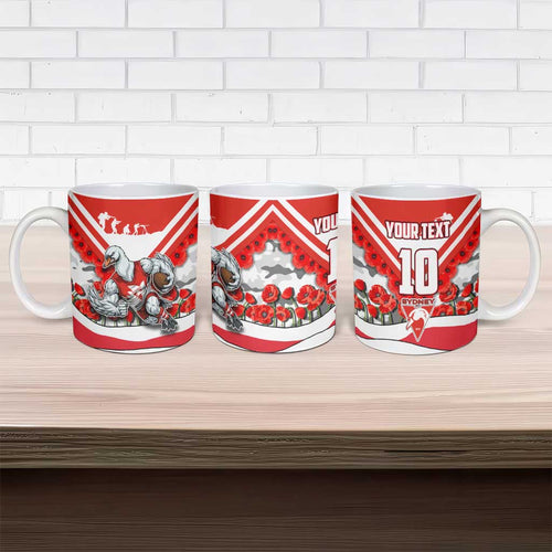 Personalised Sydney Swans ANZAC Ceramic Mug Military Remembrance Australian Football Mascot Camouflage
