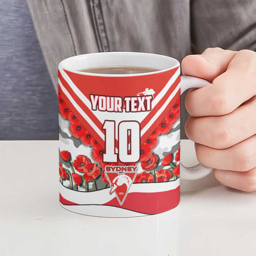 Personalised Sydney Swans ANZAC Ceramic Mug Military Remembrance Australian Football Mascot Camouflage