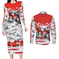 Personalised Sydney Swans ANZAC Couples Matching Long Sleeve Bodycon Dress and Long Sleeve Button Shirt Military Remembrance Australian Football Mascot Camouflage