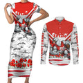 Personalised Sydney Swans ANZAC Couples Matching Short Sleeve Bodycon Dress and Long Sleeve Button Shirt Military Remembrance Australian Football Mascot Camouflage
