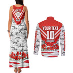 Personalised Sydney Swans ANZAC Couples Matching Tank Maxi Dress and Long Sleeve Button Shirt Military Remembrance Australian Football Mascot Camouflage