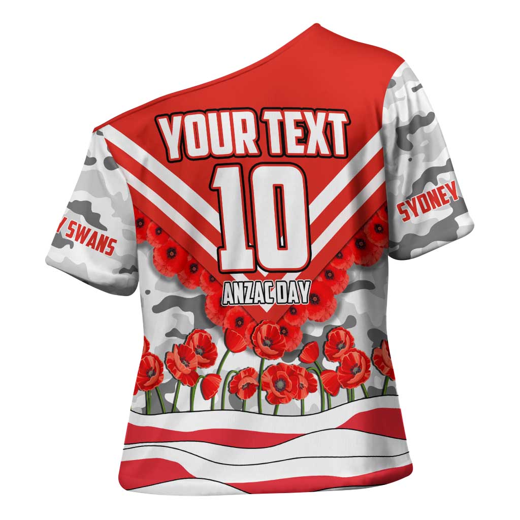 Personalised Sydney Swans ANZAC Cross Shoulder Shirt Military Remembrance Australian Football Mascot Camouflage