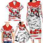 Personalised Sydney Swans ANZAC Family Matching Long Sleeve Bodycon Dress and Hawaiian Shirt Military Remembrance Australian Football Mascot Camouflage