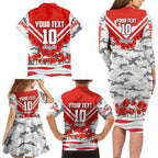 Personalised Sydney Swans ANZAC Family Matching Long Sleeve Bodycon Dress and Hawaiian Shirt Military Remembrance Australian Football Mascot Camouflage