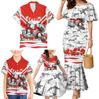 Personalised Sydney Swans ANZAC Family Matching Mermaid Dress and Hawaiian Shirt Military Remembrance Australian Football Mascot Camouflage