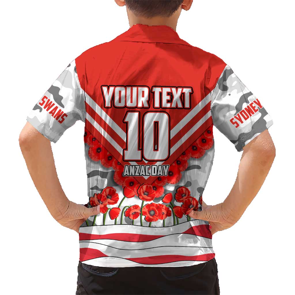 Personalised Sydney Swans ANZAC Family Matching Mermaid Dress and Hawaiian Shirt Military Remembrance Australian Football Mascot Camouflage