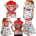 Personalised Sydney Swans ANZAC Family Matching Mermaid Dress and Hawaiian Shirt Military Remembrance Australian Football Mascot Camouflage