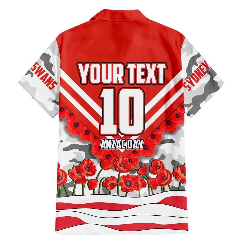 Personalised Sydney Swans ANZAC Family Matching Mermaid Dress and Hawaiian Shirt Military Remembrance Australian Football Mascot Camouflage