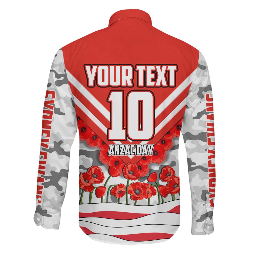 Personalised Sydney Swans ANZAC Family Matching Mermaid Dress and Hawaiian Shirt Military Remembrance Australian Football Mascot Camouflage