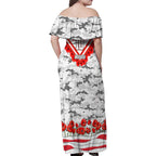Personalised Sydney Swans ANZAC Family Matching Off Shoulder Maxi Dress and Hawaiian Shirt Military Remembrance Australian Football Mascot Camouflage