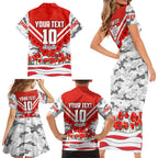 Personalised Sydney Swans ANZAC Family Matching Short Sleeve Bodycon Dress and Hawaiian Shirt Military Remembrance Australian Football Mascot Camouflage
