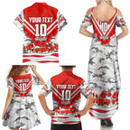 Personalised Sydney Swans ANZAC Family Matching Summer Maxi Dress and Hawaiian Shirt Military Remembrance Australian Football Mascot Camouflage