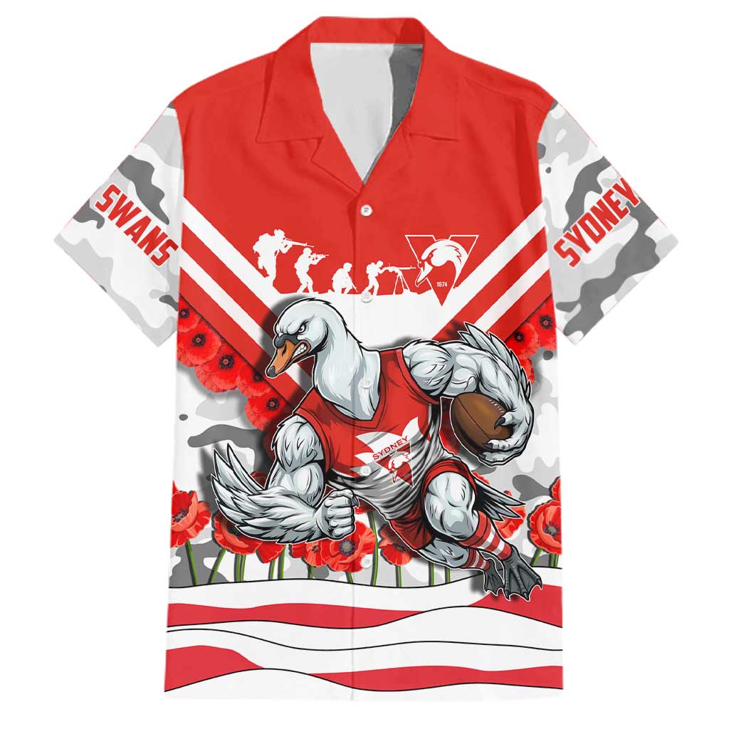 Personalised Sydney Swans ANZAC Family Matching Summer Maxi Dress and Hawaiian Shirt Military Remembrance Australian Football Mascot Camouflage